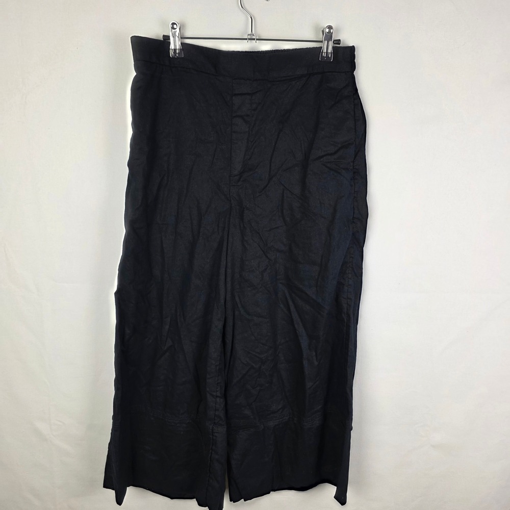Banana Republic Black Linen Blend Wide Leg Cropped Pants Womens Medium